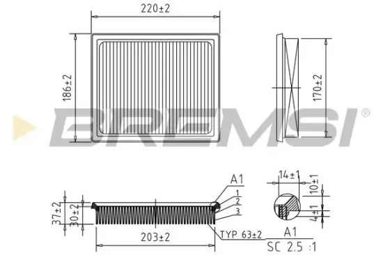 Luftfilter BREMSI FA1165 Bild Luftfilter BREMSI FA1165