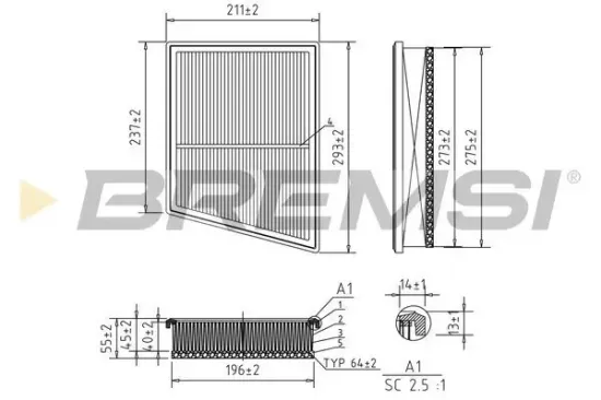 Luftfilter BREMSI FA1169 Bild Luftfilter BREMSI FA1169