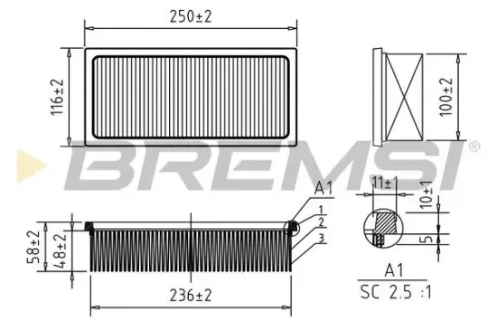 Luftfilter BREMSI FA1187 Bild Luftfilter BREMSI FA1187