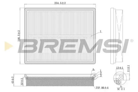 Luftfilter BREMSI FA1188 Bild Luftfilter BREMSI FA1188