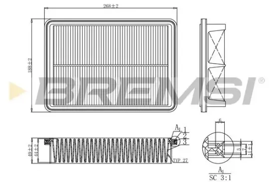 Luftfilter BREMSI FA1192 Bild Luftfilter BREMSI FA1192