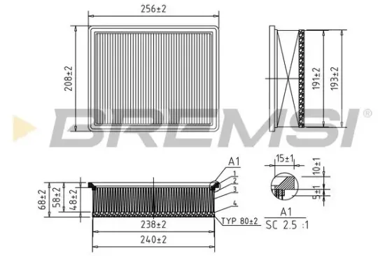 Luftfilter BREMSI FA1194 Bild Luftfilter BREMSI FA1194