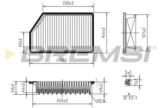 Luftfilter BREMSI FA1200 Bild Luftfilter BREMSI FA1200