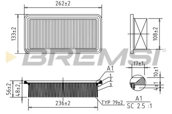 Luftfilter BREMSI FA1204 Bild Luftfilter BREMSI FA1204