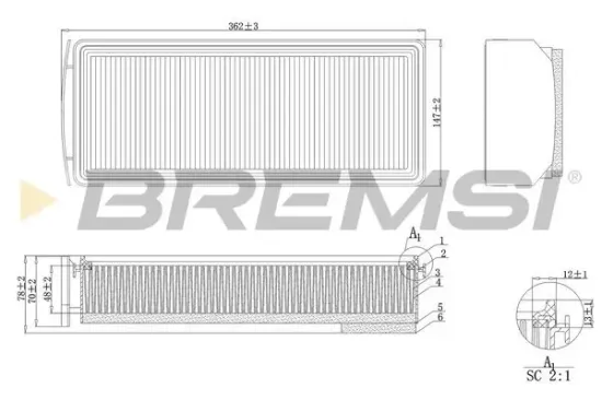 Luftfilter BREMSI FA1205 Bild Luftfilter BREMSI FA1205