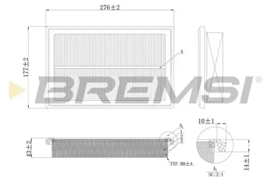 Luftfilter BREMSI FA1206 Bild Luftfilter BREMSI FA1206