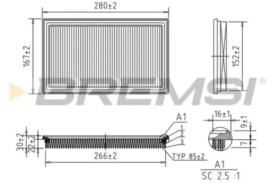 Luftfilter BREMSI FA1212 Bild Luftfilter BREMSI FA1212