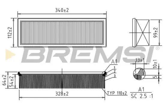 Luftfilter BREMSI FA1234 Bild Luftfilter BREMSI FA1234