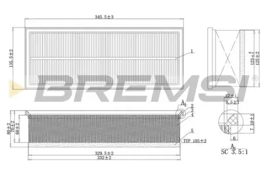 Luftfilter BREMSI FA1237 Bild Luftfilter BREMSI FA1237