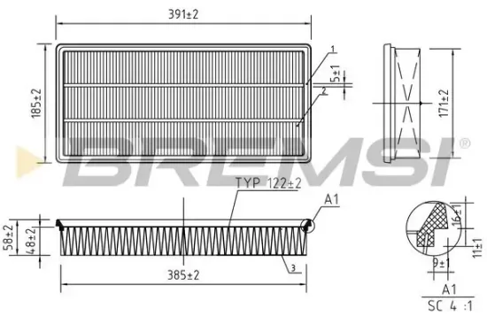 Luftfilter BREMSI FA1239 Bild Luftfilter BREMSI FA1239