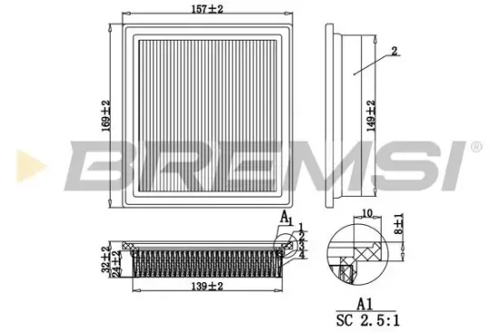 Luftfilter BREMSI FA1247 Bild Luftfilter BREMSI FA1247
