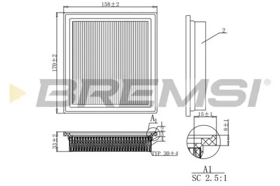 Luftfilter BREMSI FA1248 Bild Luftfilter BREMSI FA1248