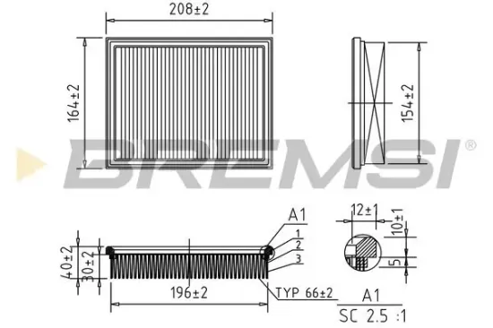 Luftfilter BREMSI FA1250 Bild Luftfilter BREMSI FA1250
