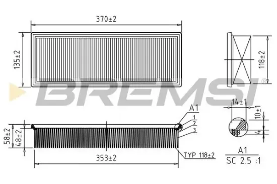 Luftfilter BREMSI FA1265 Bild Luftfilter BREMSI FA1265