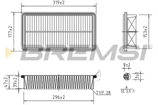 Luftfilter BREMSI FA1267 Bild Luftfilter BREMSI FA1267