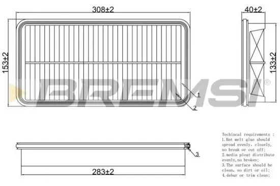 Luftfilter BREMSI FA1273 Bild Luftfilter BREMSI FA1273