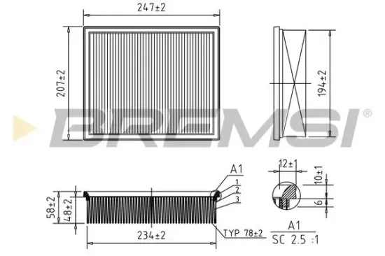 Luftfilter BREMSI FA1360 Bild Luftfilter BREMSI FA1360