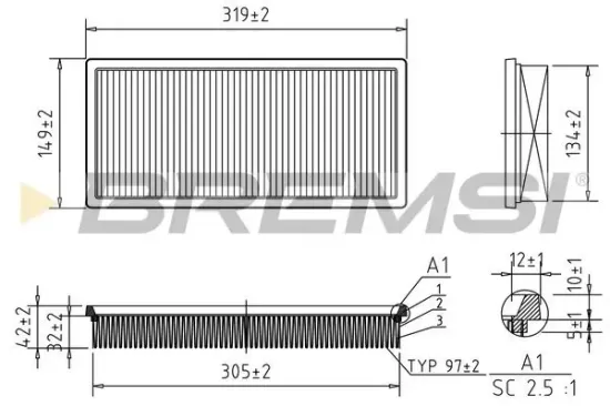 Luftfilter BREMSI FA1362 Bild Luftfilter BREMSI FA1362