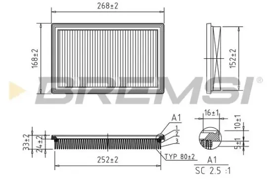 Luftfilter BREMSI FA1363 Bild Luftfilter BREMSI FA1363