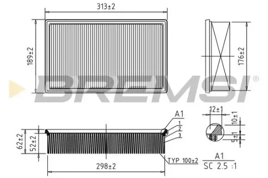 Luftfilter BREMSI FA1365 Bild Luftfilter BREMSI FA1365