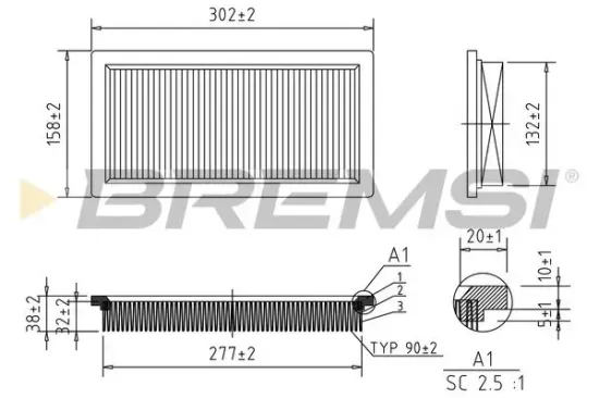Luftfilter BREMSI FA1382 Bild Luftfilter BREMSI FA1382