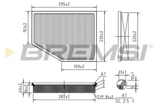 Luftfilter BREMSI FA1570 Bild Luftfilter BREMSI FA1570