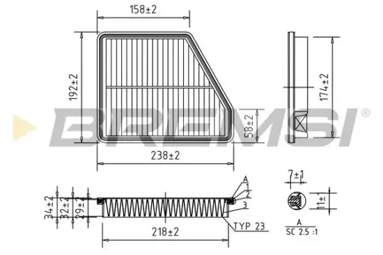 Luftfilter BREMSI FA1572 Bild Luftfilter BREMSI FA1572