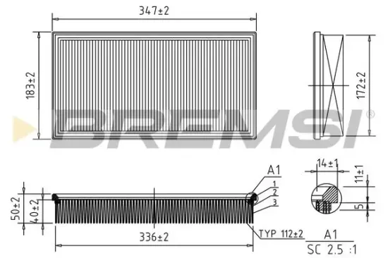 Luftfilter BREMSI FA1581 Bild Luftfilter BREMSI FA1581