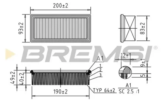 Luftfilter BREMSI FA1594 Bild Luftfilter BREMSI FA1594