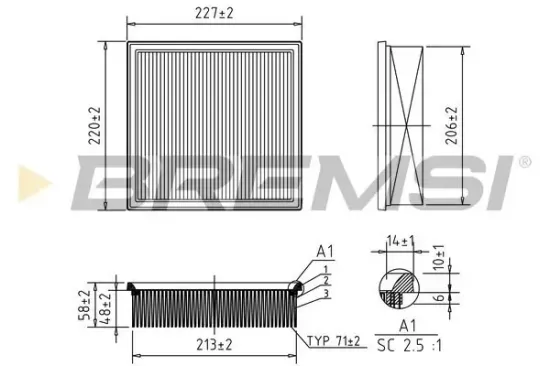 Luftfilter BREMSI FA1629 Bild Luftfilter BREMSI FA1629