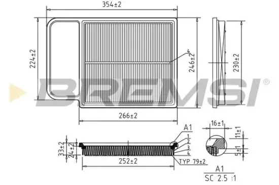 Luftfilter BREMSI FA1634 Bild Luftfilter BREMSI FA1634