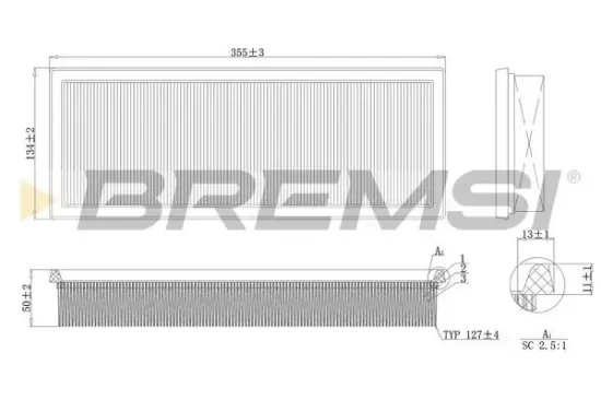 Luftfilter BREMSI FA1639 Bild Luftfilter BREMSI FA1639