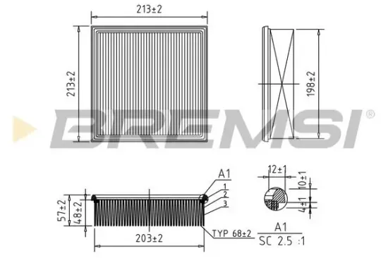 Luftfilter BREMSI FA1641 Bild Luftfilter BREMSI FA1641