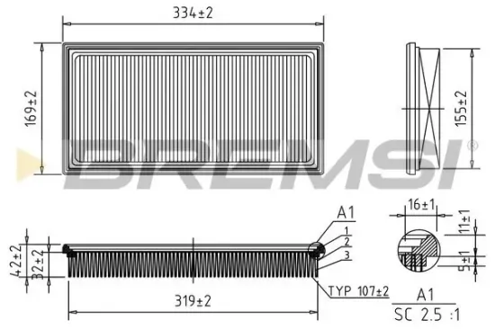 Luftfilter BREMSI FA1678 Bild Luftfilter BREMSI FA1678