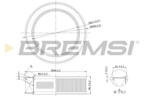 Luftfilter BREMSI FA2072 Bild Luftfilter BREMSI FA2072