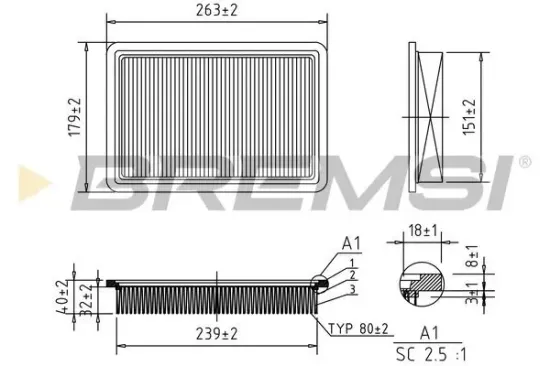 Luftfilter BREMSI FA2290 Bild Luftfilter BREMSI FA2290