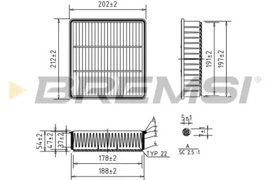 Luftfilter BREMSI FA2291 Bild Luftfilter BREMSI FA2291