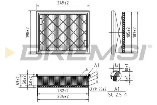 Luftfilter BREMSI FA2339 Bild Luftfilter BREMSI FA2339