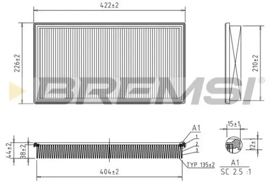 Luftfilter BREMSI FA2392 Bild Luftfilter BREMSI FA2392
