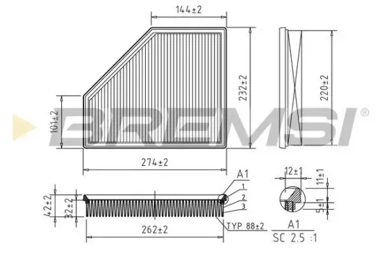 Luftfilter BREMSI FA2395 Bild Luftfilter BREMSI FA2395