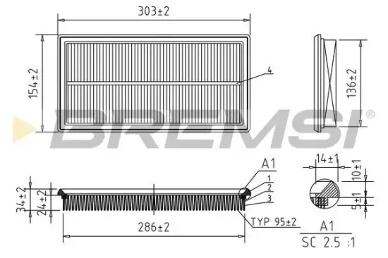 Luftfilter BREMSI FA2398 Bild Luftfilter BREMSI FA2398