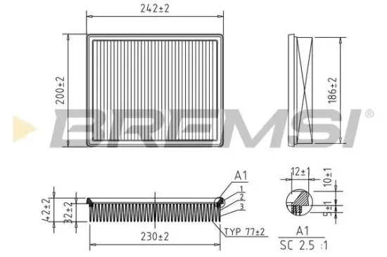 Luftfilter BREMSI FA2545 Bild Luftfilter BREMSI FA2545