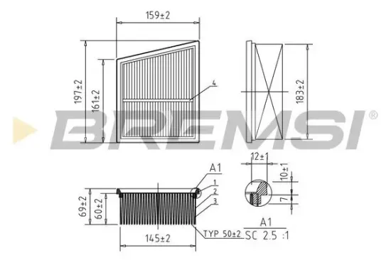 Luftfilter BREMSI FA2552 Bild Luftfilter BREMSI FA2552