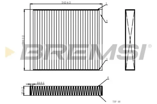 Filter, Innenraumluft BREMSI FC0073 Bild Filter, Innenraumluft BREMSI FC0073