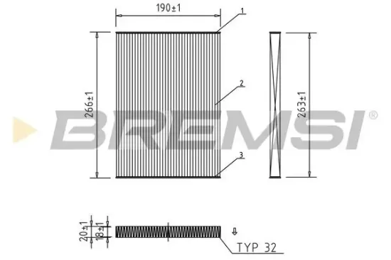Filter, Innenraumluft BREMSI FC0076 Bild Filter, Innenraumluft BREMSI FC0076