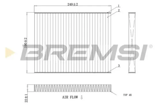 Filter, Innenraumluft BREMSI FC0081 Bild Filter, Innenraumluft BREMSI FC0081