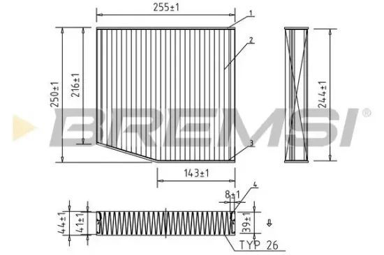 Filter, Innenraumluft BREMSI FC0087 Bild Filter, Innenraumluft BREMSI FC0087