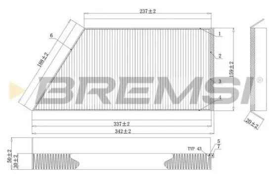 Filter, Innenraumluft BREMSI FC0088C Bild Filter, Innenraumluft BREMSI FC0088C