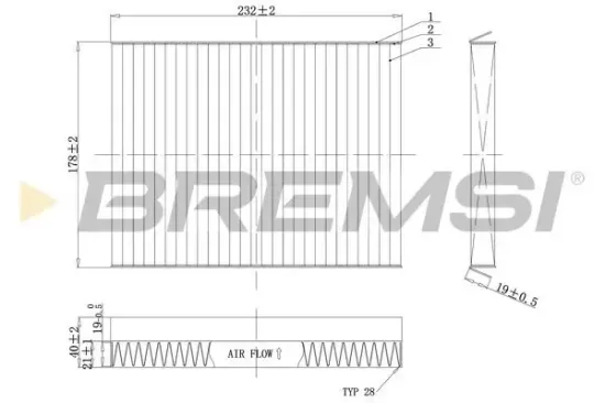 Filter, Innenraumluft BREMSI FC0091C Bild Filter, Innenraumluft BREMSI FC0091C
