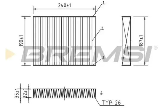 Filter, Innenraumluft BREMSI FC0092A Bild Filter, Innenraumluft BREMSI FC0092A